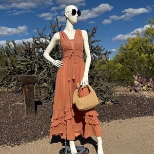 Free people Tiered Maxi Dress with Tassel Waist